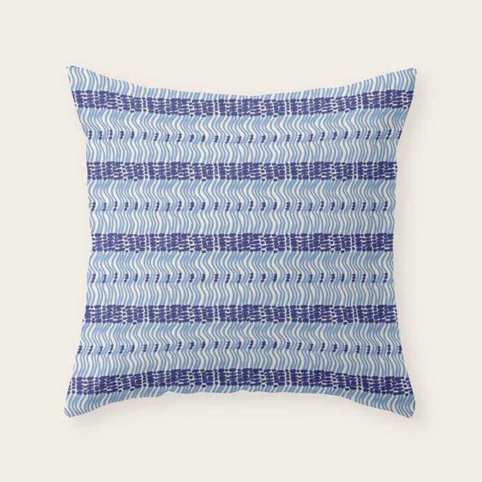 Wiggle Lines - Blue Color Throw Pillow Gallery Image 6