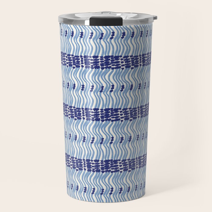 Wiggle Lines - Blue Color Travel Mug Gallery Image 1