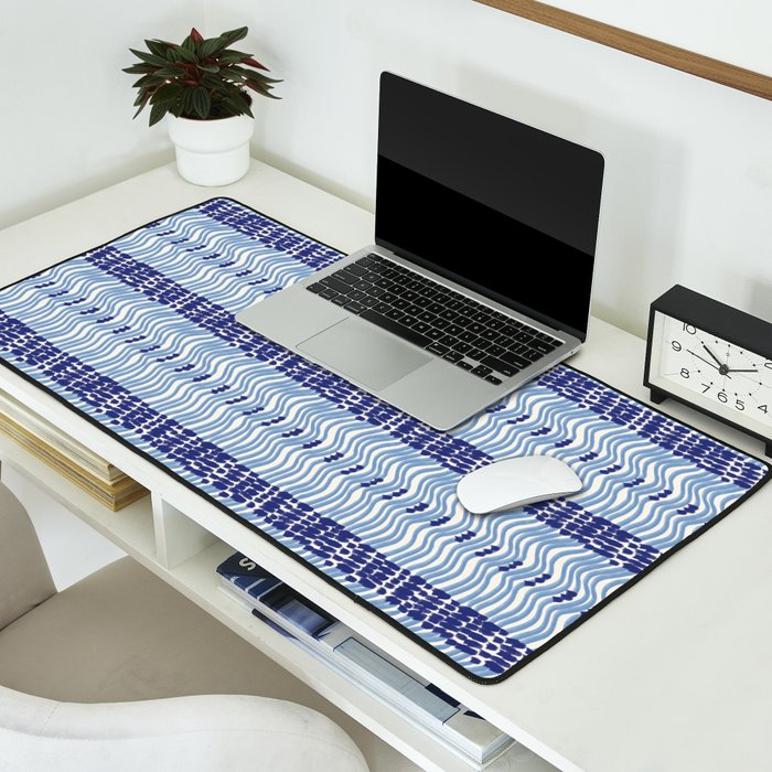 Wiggle Lines - Blue Color Desk Mat Gallery Image 2