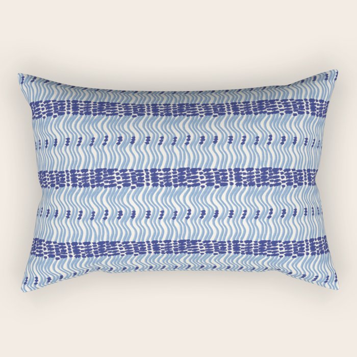 Wiggle Lines - Blue Color Rectangular Pillow Gallery Image 2