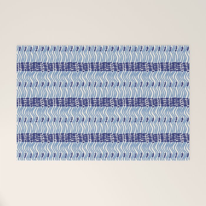 Wiggle Lines - Blue Color Welcome Mat Gallery Image 1