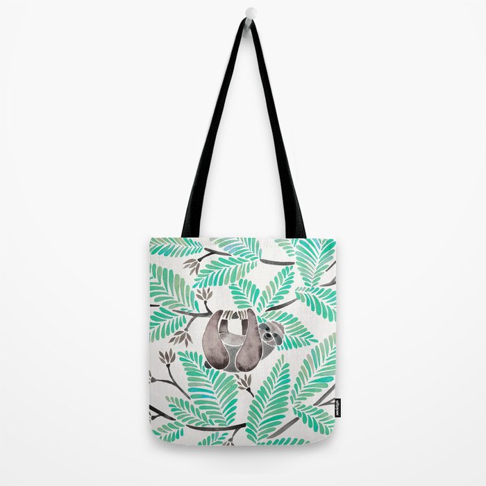 Happy Sloth - Tropical Mint Rainforest Tote Bag Gallery Image 2