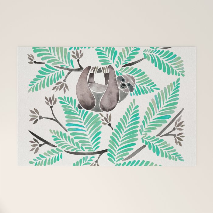 Happy Sloth - Tropical Mint Rainforest Welcome Mat Gallery Image 1