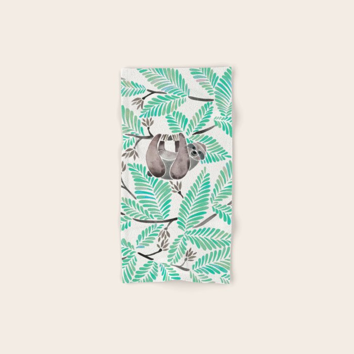 Happy Sloth - Tropical Mint Rainforest Bath Towel Gallery Image 1