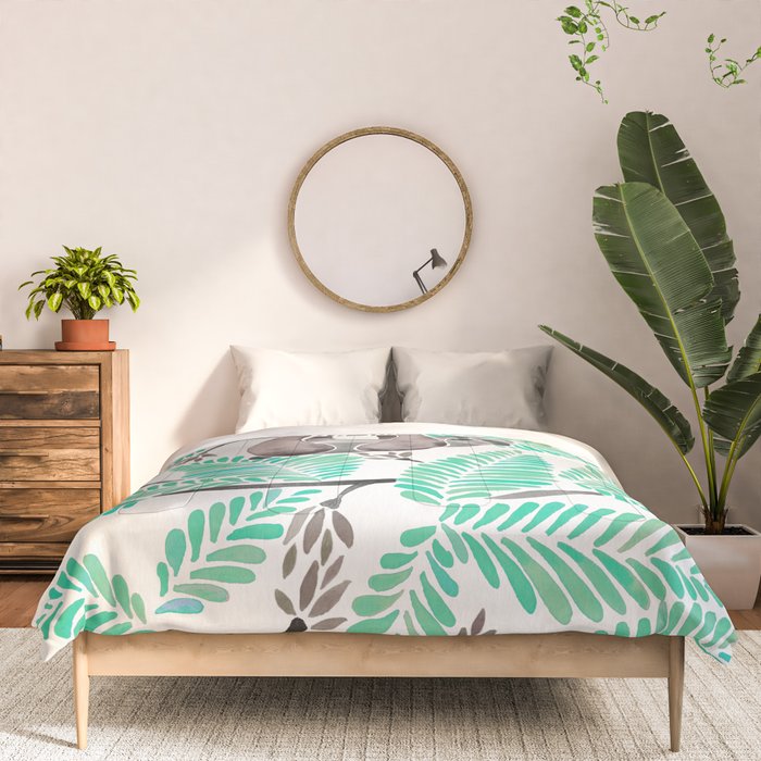 Happy Sloth - Tropical Mint Rainforest Comforter Gallery Image 3