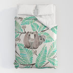 Happy Sloth - Tropical Mint Rainforest Comforter Gallery Image 6
