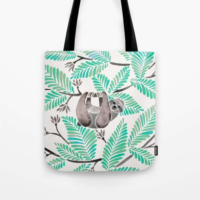 Happy Sloth - Tropical Mint Rainforest Tote Bag Gallery Image 1