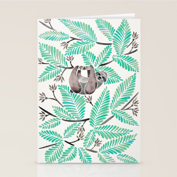 Happy Sloth - Tropical Mint Rainforest Stationery Card Gallery Image 2