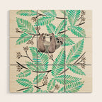 Happy Sloth - Tropical Mint Rainforest Wood Wall Art Gallery Image 1