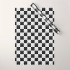 Checked Smiley Faces Pattern (Black & White) Wrapping Paper Gallery Image 1