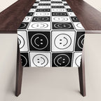 Checked Smiley Faces Pattern (Black & White) Table Runner Gallery Image 1