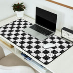 Checked Smiley Faces Pattern (Black & White) Desk Mat Gallery Image 2