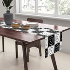 Checked Smiley Faces Pattern (Black & White) Table Runner Gallery Image 2