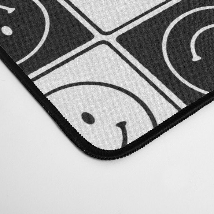Checked Smiley Faces Pattern (Black & White) Desk Mat Gallery Image 4