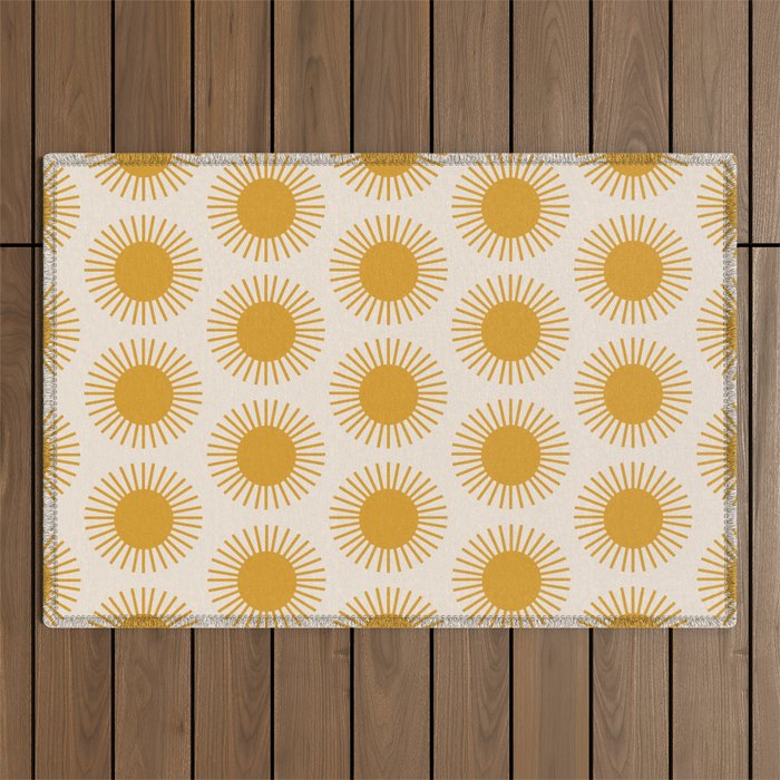 Boho Summer Sun Pattern I Golden Outdoor Rug Gallery Image 1