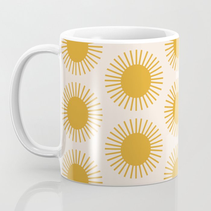 Boho Summer Sun Pattern I Golden Coffee Mug Gallery Image 3