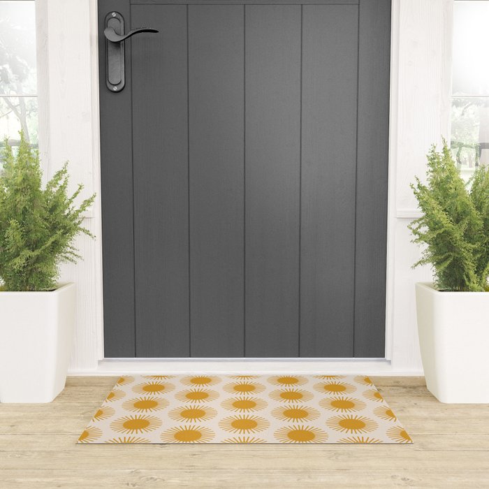 Boho Summer Sun Pattern I Golden Welcome Mat Gallery Image 3