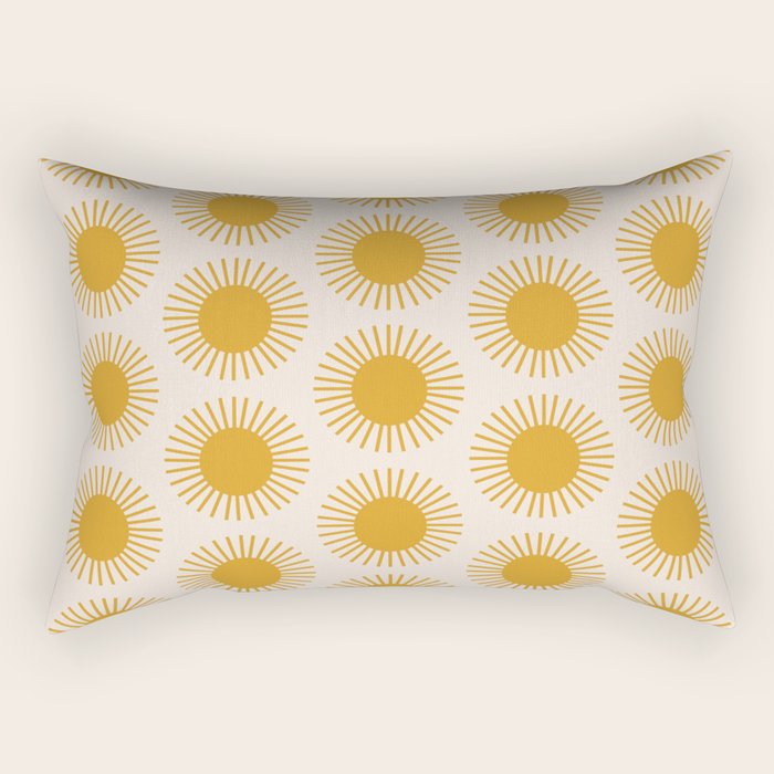 Boho Summer Sun Pattern I Golden Rectangular Pillow Gallery Image 2