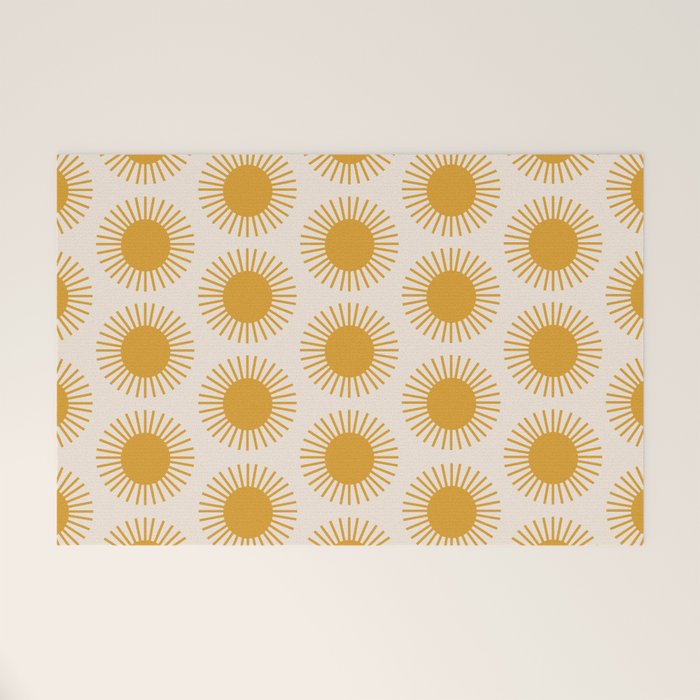 Boho Summer Sun Pattern I Golden Welcome Mat Gallery Image 1