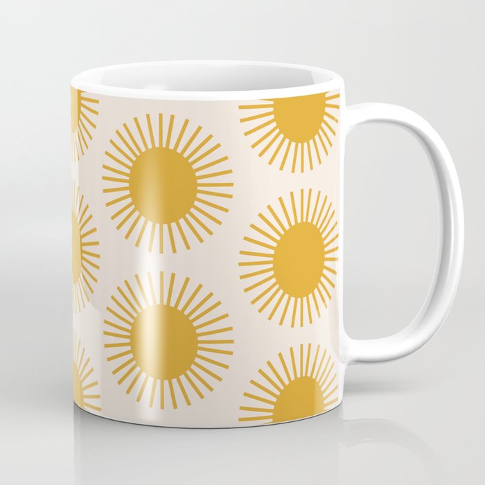 Boho Summer Sun Pattern I Golden Coffee Mug Gallery Image 1