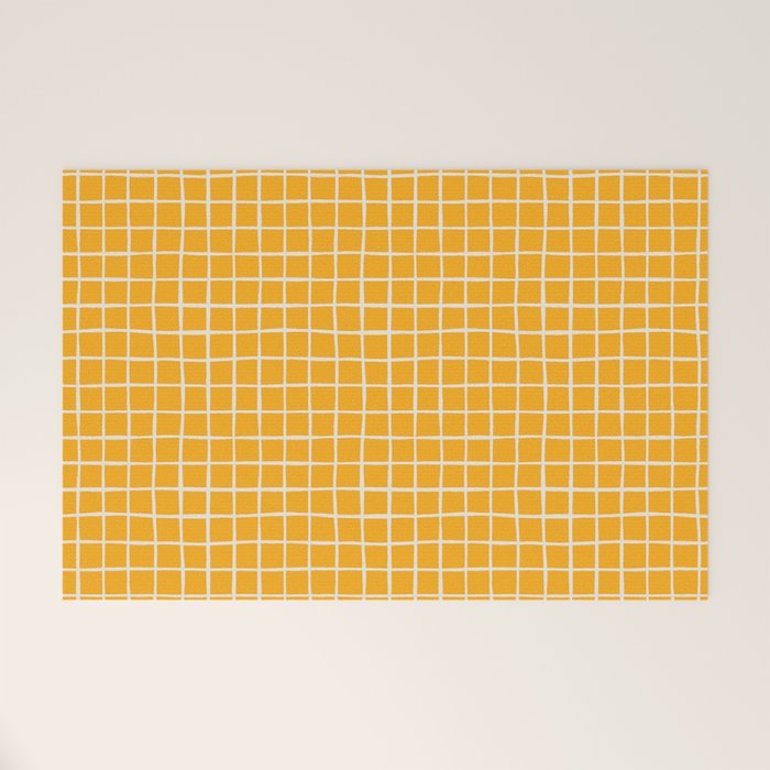 Criss Cross Stripes - Saffron Yellow Welcome Mat Gallery Image 1