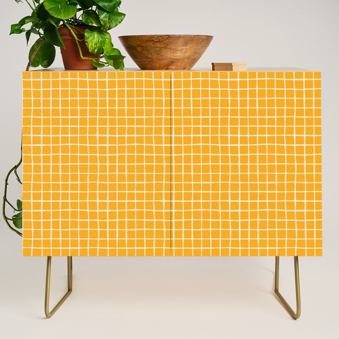 Criss Cross Stripes - Saffron Yellow Credenza Gallery Image 1