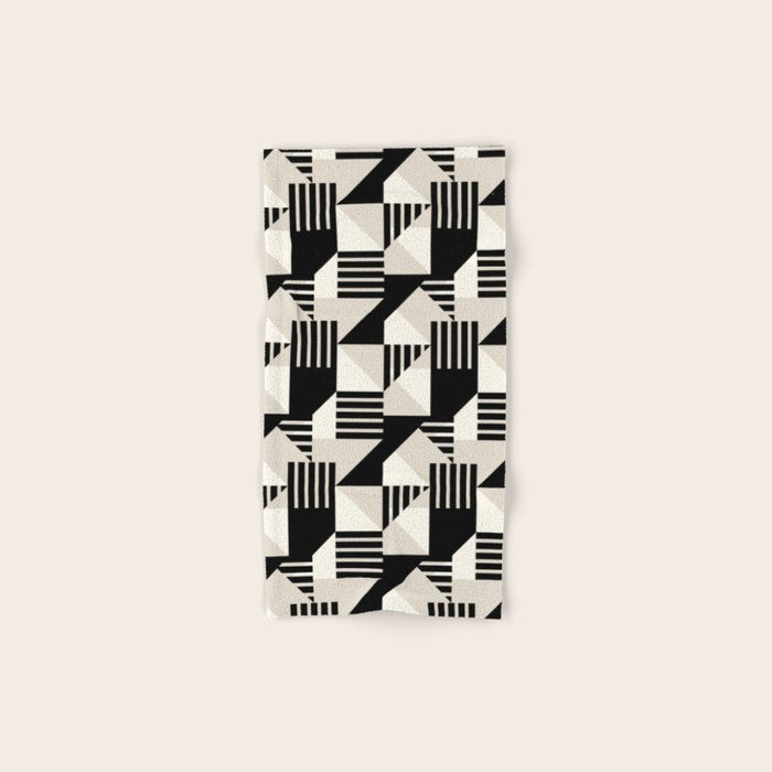 Geometric Abstract in Black and White Bath Towel Gallery Image 1