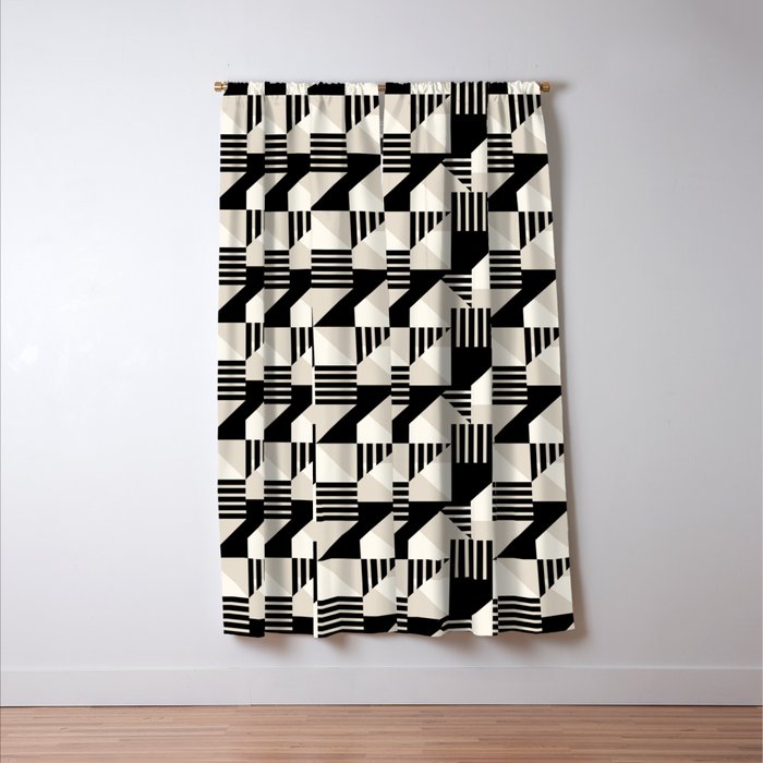 Geometric Abstract in Black and White Window Curtain Gallery Image 3