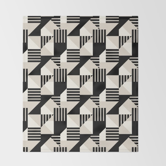 Geometric Abstract in Black and White Throw Blanket Gallery Image 2