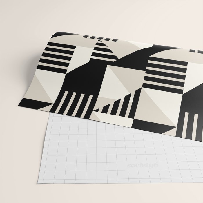 Geometric Abstract in Black and White Wrapping Paper Gallery Image 2