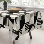 Geometric Abstract in Black and White Tablecloth Gallery Image 3