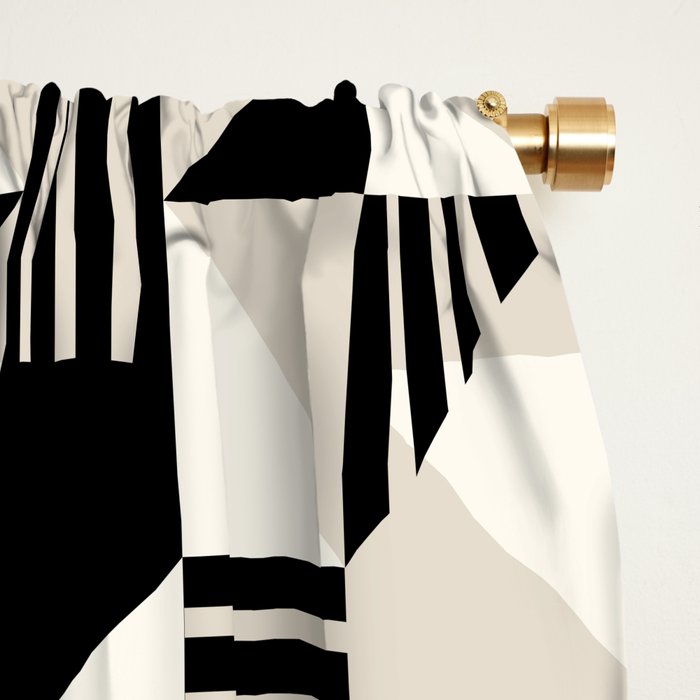 Geometric Abstract in Black and White Window Curtain Gallery Image 2