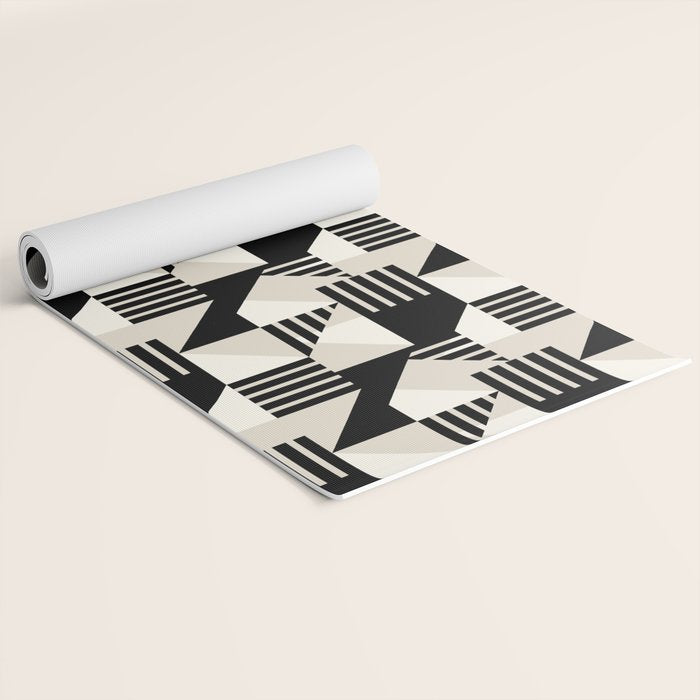 Geometric Abstract in Black and White Yoga Mat Gallery Image 2