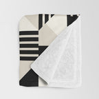Geometric Abstract in Black and White Throw Blanket Gallery Image 3