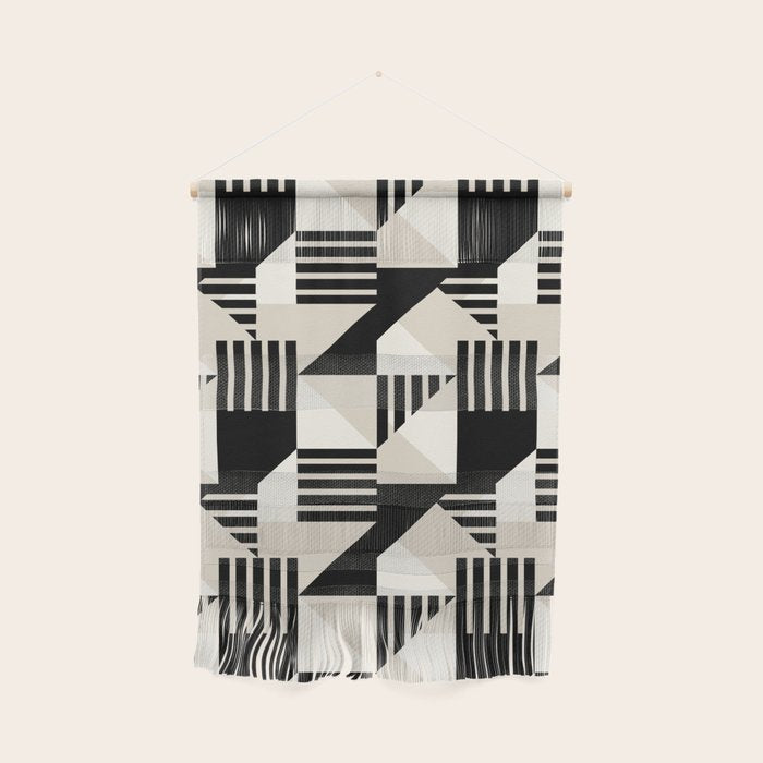 Geometric Abstract in Black and White Wall Hanging Gallery Image 1