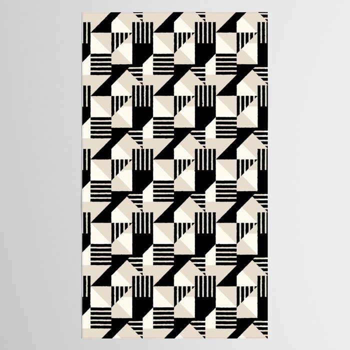 Geometric Abstract in Black and White Tablecloth Gallery Image 2