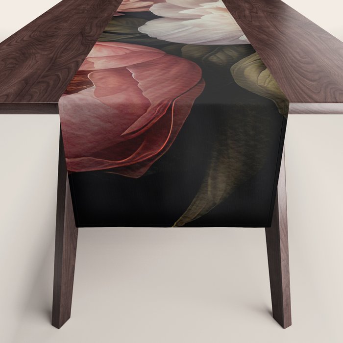 Moody Vintage Dark Baroque Florals  Table Runner Gallery Image 1