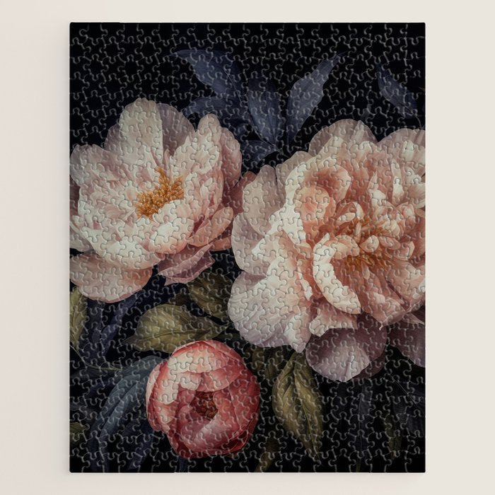 Moody Vintage Dark Baroque Florals  Jigsaw Puzzle Gallery Image 1