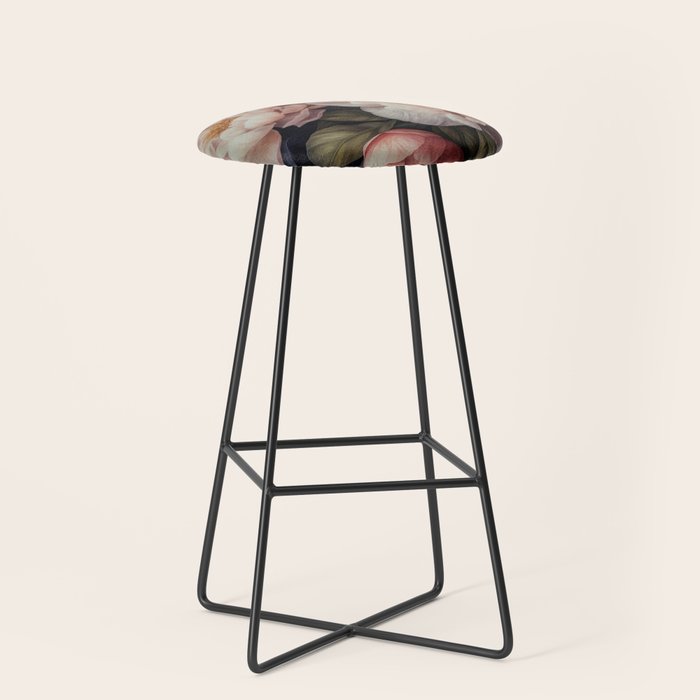 Moody Vintage Dark Baroque Florals  Stool Gallery Image 1