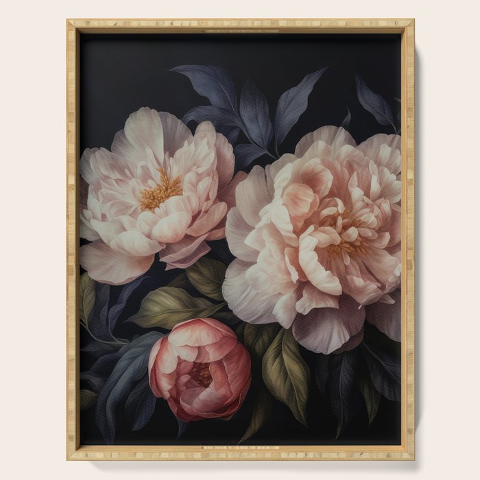 Moody Vintage Dark Baroque Florals  Serving Tray Gallery Image 1