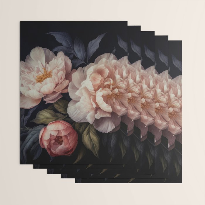 Moody Vintage Dark Baroque Florals  Wrapping Paper Gallery Image 3