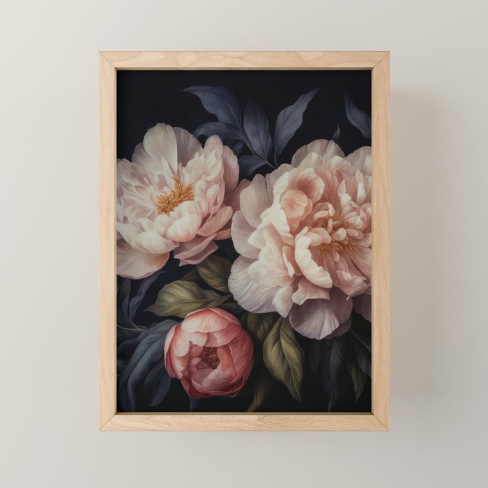 Moody Vintage Dark Baroque Florals  Mini Art Print Gallery Image 1