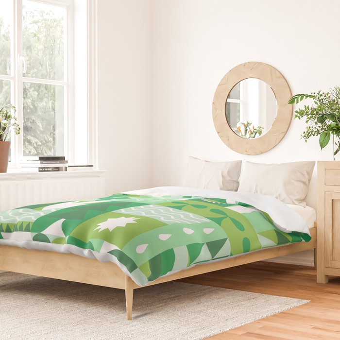 Green eco friendly geometric mosaic art pattern Duvet Cover Gallery Image 2