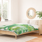 Green eco friendly geometric mosaic art pattern Duvet Cover Gallery Image 2