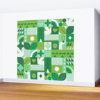Green eco friendly geometric mosaic art pattern Wall Mural Gallery Image 2