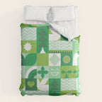 Green eco friendly geometric mosaic art pattern Comforter Gallery Image 6