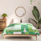 Green eco friendly geometric mosaic art pattern Comforter Gallery Image 3