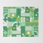 Green eco friendly geometric mosaic art pattern Throw Blanket Gallery Image 2