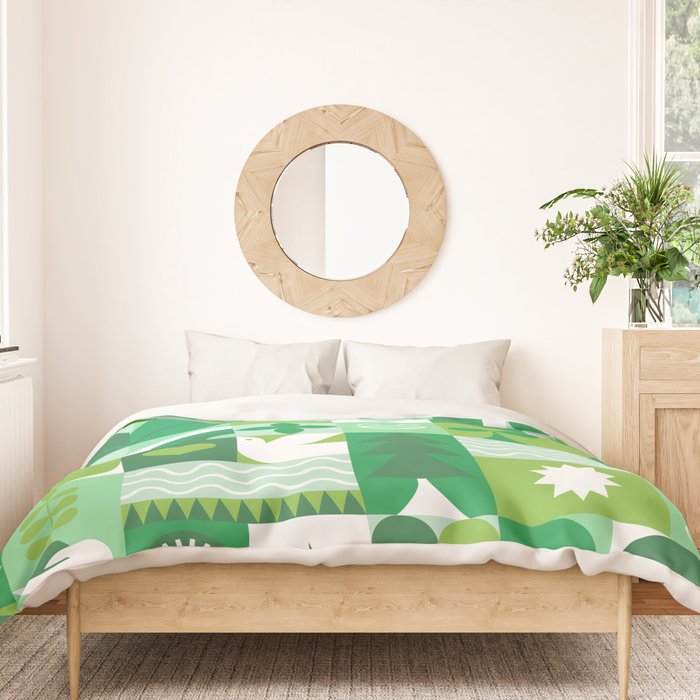 Green eco friendly geometric mosaic art pattern Duvet Cover Gallery Image 3