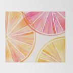 Summer Citrus Party Watercolor Throw Blanket Gallery Image 2
